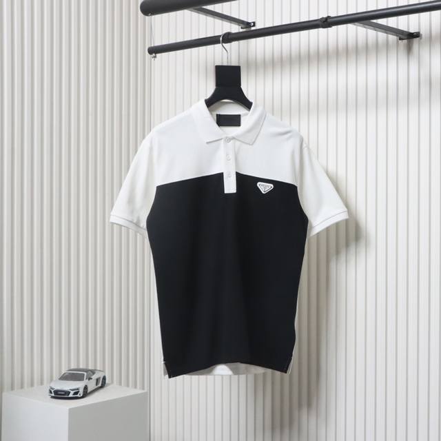 prada 普拉达 简约拼接短袖Polo衫 时尚型裁设计 兼具个性 简约不简单 客供精仿棉打造珠地材质面料,领口丝光面料编织，内里工整严密,手感柔软细腻上身舒适