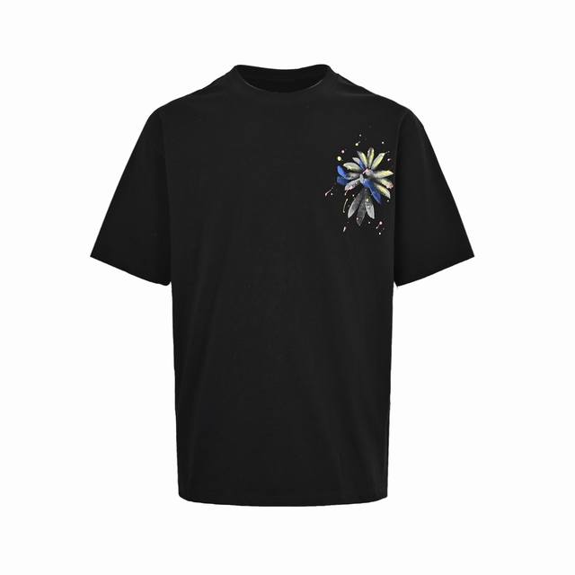 chrome Hearts 克罗心 彩绘花瓣短袖 采用直喷进口机器印花 五金辅料均开磨定制 正确配置 黑色2025克罗心正品包装 克定制定染双纱棉 版型大 宽松