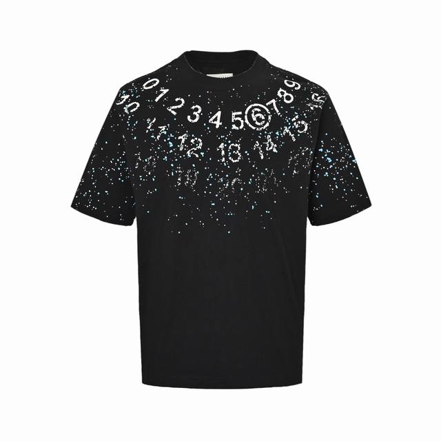 maison Martin Margiela 马吉拉25Ss 数字泼墨斑点印花短袖 重磅精梳260G纯棉双纱面料 数码3D直喷 螺纹定织定染通肩拉条工艺增加衣物