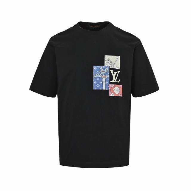 louis Vuitton 路易威登 25Ss 印花图案短袖 时尚又个性 超级百搭好看的一款 男女同款 人手必备 吊牌 领标 水洗麦 三标齐全 Size:S一2