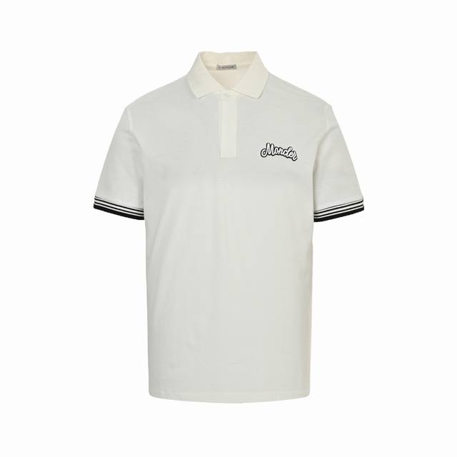 moncler 蒙口 25Ss 刺绣徽标Polo短袖 采用60支双股280克重 %棉双面珠地面料，拆解纱线分析，订织蜂窝四角网眼胚布，衣领为双系统提花定织扁机制