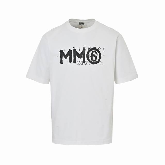 maison Martin Margiela 马吉拉25Ss Mm6胶带印花短袖 重磅精梳260G纯棉双纱面料 底部斑驳数字印花 后背四角圆圈6号胶带工艺 螺纹