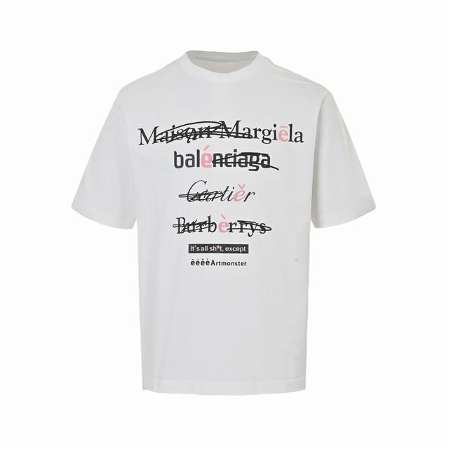 maison Martin Margiela 马吉拉25Ss 恶搞字母涂鸦印花短袖 重磅精梳260G纯棉双纱面料 3D数码直喷工艺 后背四角手工缝线 螺纹定织定
