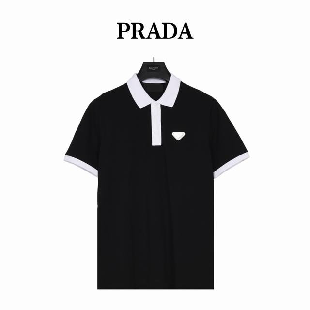 prada 普拉达 新款拼色翻领短袖Polo衫 定制拼色罗纹领 Yb纽扣 短袖 撞色螺纹设计 做工精细 全套辅料齐全 Size：M-Xxl