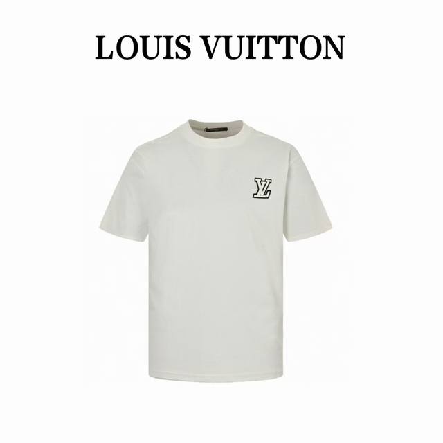 louis Vuitton 路易威登 24Ss 胸口刺绣字母短袖 胸前高密立体刺绣Logo 原版1:1针织纯棉280克重面料 同色定制色织色染高密度螺纹 采用进