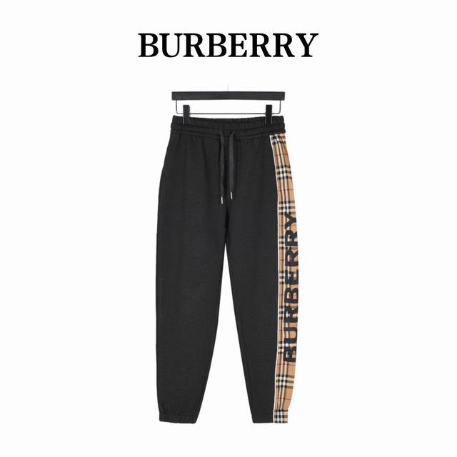 burberry 巴宝莉 侧边Logo字母格纹长裤 专柜同步在线，原版4900国内专柜购入，定织蓝光380G纱线，坯布水洗手感、布面、垂感达400G！五金独立开