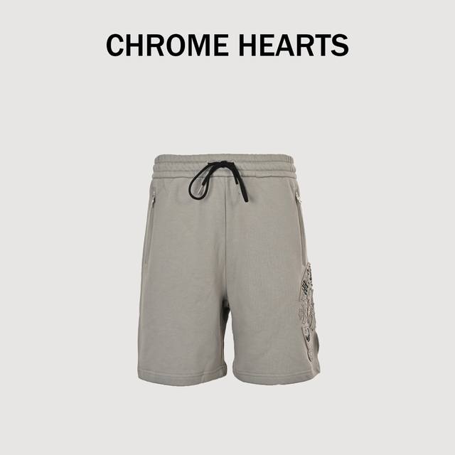 chrome Hearts 克罗心 24Ss 贴布十字梵文卷轴刺绣短裤 面料采用380克毛圈纯棉材质，厚度适中，垂感十足，贴身柔和，绣花采用进口绣花机进行作业，