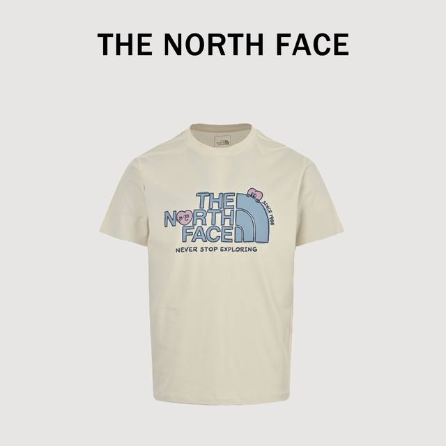 thenorthface 北面 夏季款情人节限定情侣爱心印花 短袖T恤 领标采用同步印刷领标区别通货缝纫领标面料采用260G50支双纱面料舒适有质感全身印花采用