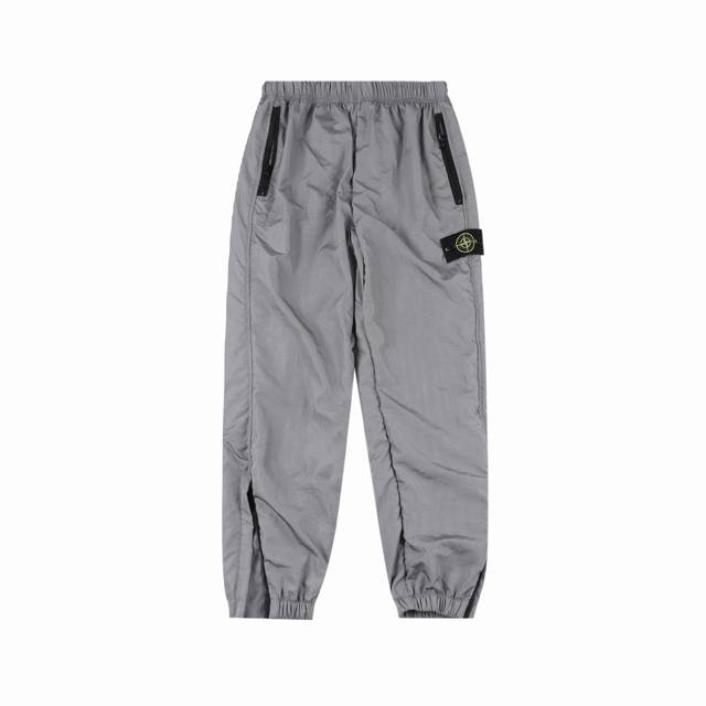 stone Island 石头岛 经典纯色机能金属尼龙长裤 Stone Island 石头岛Ss23 Nylon Meta系列 纯色金属尼龙弹力裤脚宽松长款休闲