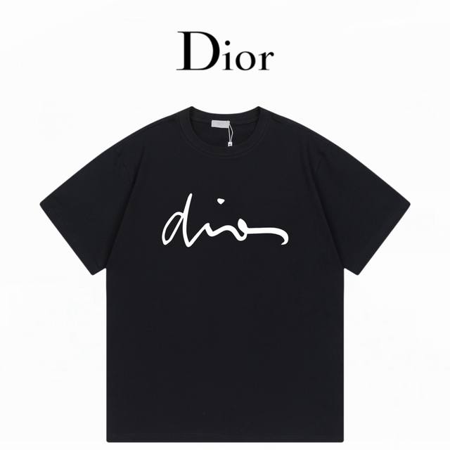 dior迪奥 签名短袖 洗水280克双纱 黑色 Xs-L
