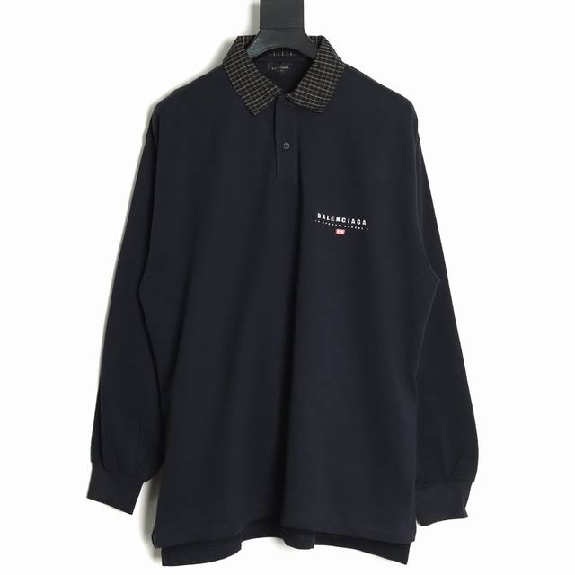 balenciaga 巴黎世家 格纹领长袖Polo 定染的280克小毛圈棉 胸口的小标是进口机百灵达刺绣丝网厚版印花 开模贝壳扣细节拉满 宽松版型一刀未改 F