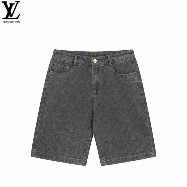 louis Vuitton 路易威登25Ss 暗纹老花满印提花牛仔短裤 原版开发斜纹全棉提花丹宁牛仔材质，提花图型大小间距相同，图形宽窄一致，质感十足。红外线激