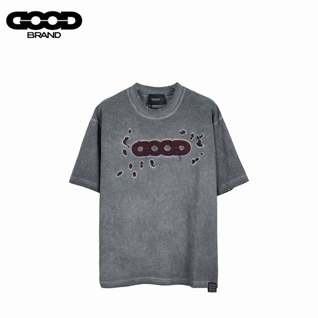 goodbrand 25Ss 做旧磨破炒色短袖T恤 采用32支双纱 260克重面料 进口针织针梳棉进行制作，厚度适中，有垂感又有轮廓型，上身就是一个舒适！！对微