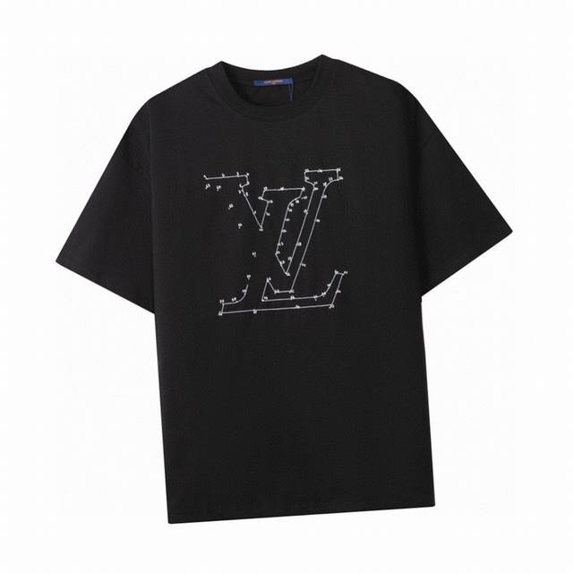 路易威登 Louis Vuitton 夏季新款 星宿字母连线刺绣圆领短袖T恤 高端品质独家定制 采用280克定织定染高克重纯棉面料 宽松Oversize版型 上