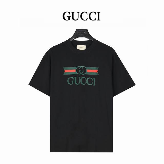 gucci 古驰 腰带徽标刺绣短袖T恤 原版面料 官方同款 定织定染260G纯棉双纱紧密棉面料，洗水后达280G +2X2配套螺纹， 春夏最新砖柜同步 Os落肩