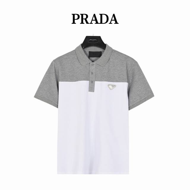 prada 普拉达 简约拼接短袖Polo衫 全新美学灵感趣味设计,渠道性质精品。让整体造型设计更加优雅时尚，今夏最火系列，无数明星潮人追捧。裁剪工艺细节处理工整
