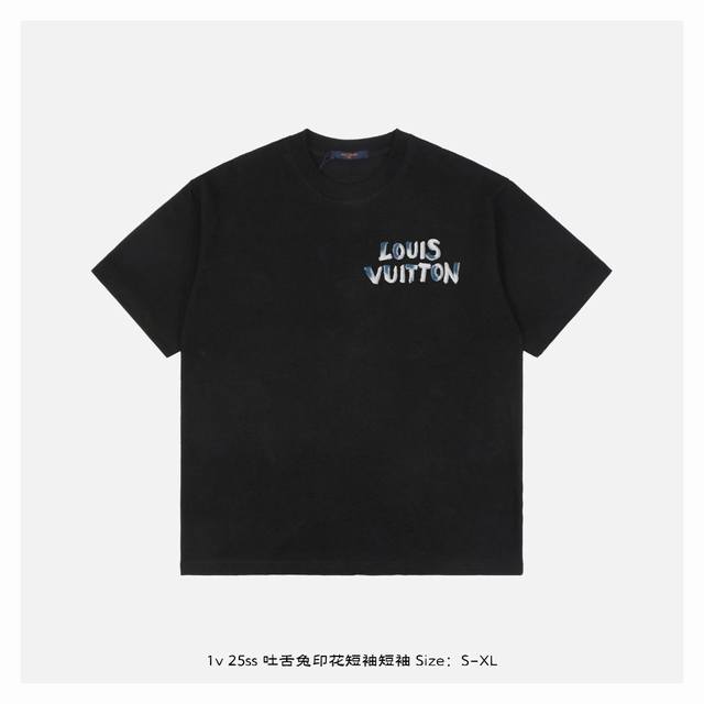 lv 25Ss 吐舌兔印花短袖短袖 面料采用 克重精梳棉，定制32支1*1螺纹，成衣两遍水洗处理，面料舒适亲肤无异感，定制定染面料，纺织密度高，垂感佳，不易变形