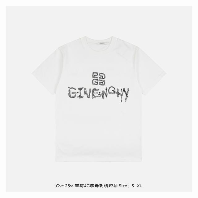givenchy 纪梵希 25Ss 草写4G字母刺绣短袖 面料采用230克重精梳棉，定制32支1*1螺纹，成衣两遍水洗处理，面料舒适亲肤无异感，定制定染面料，纺