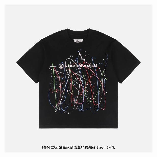 maison Margiela 马吉拉 25Ss 泼墨线条倒置印花短袖 面料采用230克重精梳棉，定制32支1*1螺纹，成衣两遍水洗处理，面料舒适亲肤无异感，定