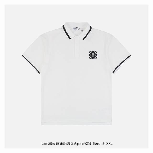 loewe 罗意威 25Ss 花标刺绣拼色Polo短袖 面料采用 克重精梳棉，定制32支1*1螺纹，成衣两遍水洗处理，面料舒适亲肤无异感，定制定染面料，纺织密度