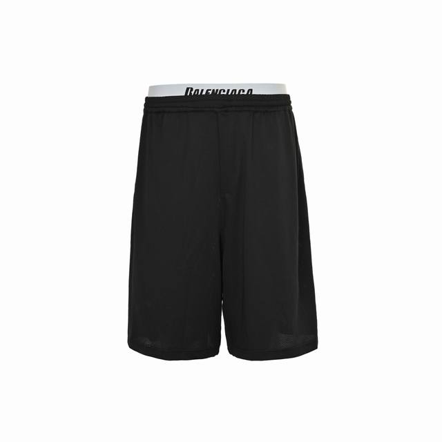 balenciaga 巴黎世家 25Ss 双腰网眼短裤 采用高密度聚酯纤维混纺网眼布，经过特殊编织工艺，确保透气性与结构稳定性，网孔大小经过精密计算，平衡了透风