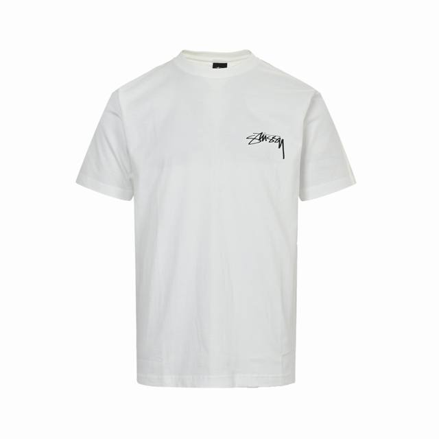 stussy 斯图西 23Ss 圆环涂鸦字母印花短袖 面料采用230克重精梳棉，定制32支1*1螺纹，成衣两遍水洗处理，面料舒适亲肤无异感，定制定染面料， 纺织