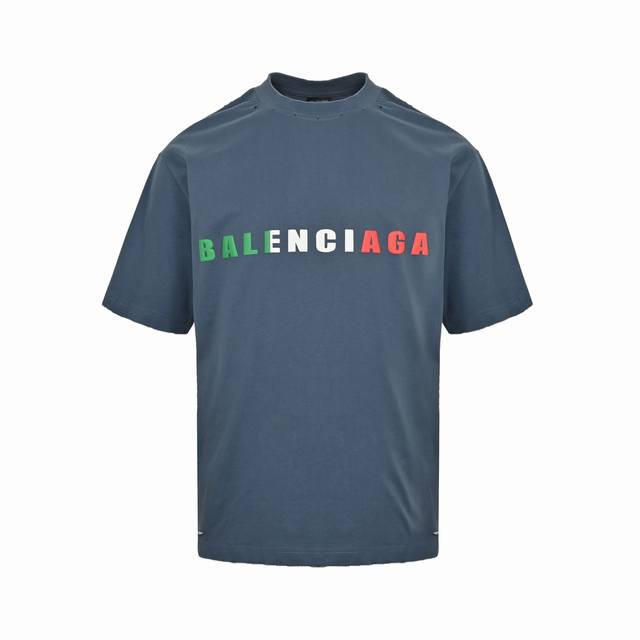 balenciaga 巴黎世家 25Ss 撞色字母发泡印花短袖 采用发泡印花工艺磨破工艺 纯棉柔软面料，对色定染面料，超精细平网工艺，潮流感十足，定染纯棉面料，
