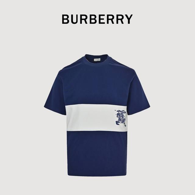 burberry 巴宝莉 Bbr 25Ss 白色横条战马印花短袖 定做布料 印花辅料细节都是采用一比一复刻 采用300G棉质布料32支精双棉纱平纹 无蚀尘毛艺工