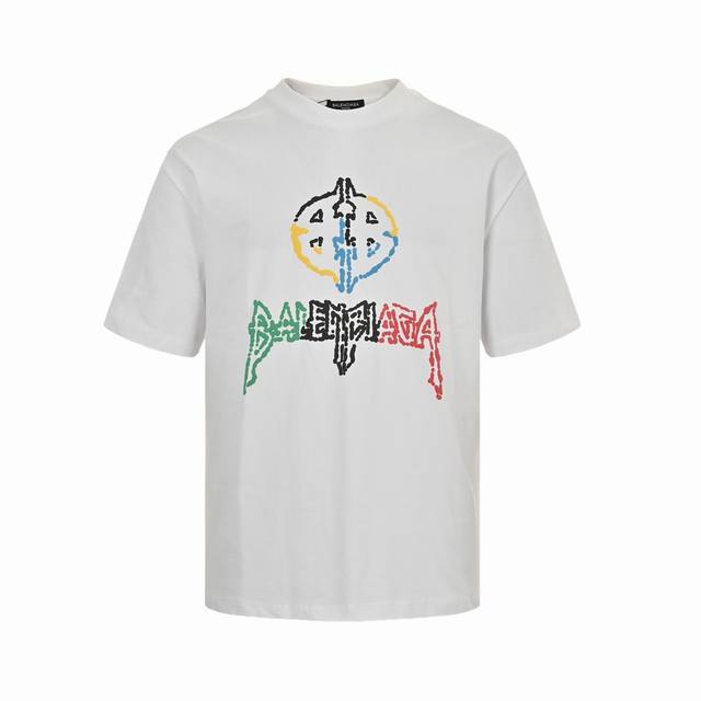 balenciaga 巴黎世家 24Ss 彩色字母Logo发泡印花短袖 标准数码直喷印花技术，纯棉柔软面料，对色定染面料，超精细平网印花工艺，潮流感十足，定染纯