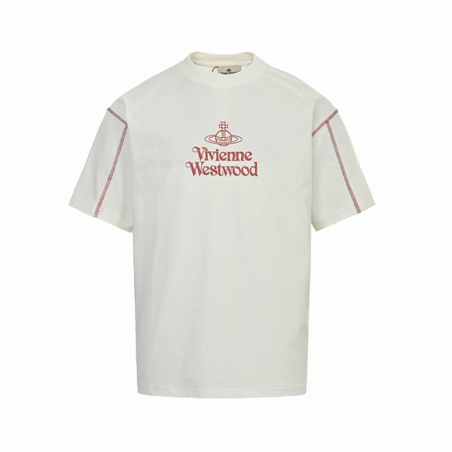 vivienne Westwood 西太后 25Ss Logo图案印花明线短袖 面料采用高克重260G重精梳棉，定制1:1螺纹，面料舒适亲肤无异感， 整件衣服搭