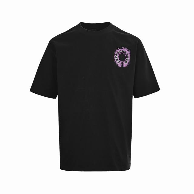 chrome Hearts 克罗心 紫马蹄刺绣短袖 采用直喷进口机器印花 五金辅料均开磨定制 正确配置 黑色2025克罗心正品包装 280克定制定染双纱棉 版型
