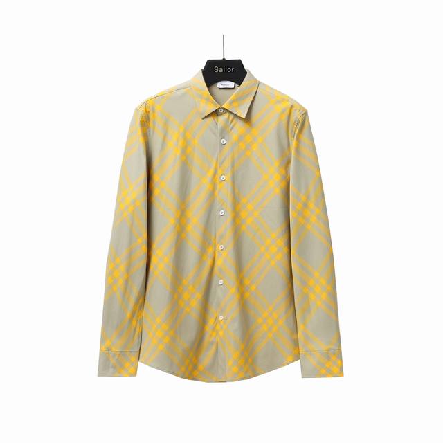实拍细节图+尺码表 Burberry 巴宝莉 新款格子斜纹对格长袖条纹衬衫 面料采用100%纯棉格纹原版定制面料 面料属性舒适 透气 水感柔软 色织格纹纹路清晰