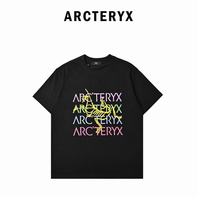 arcteryx始祖鸟2025春夏新品彩色大鸟Logo印花短袖T恤 面料采用260克重双纱精梳棉，定制32支1*1螺纹，成衣两遍水洗处理，面料舒适亲肤无异感，定
