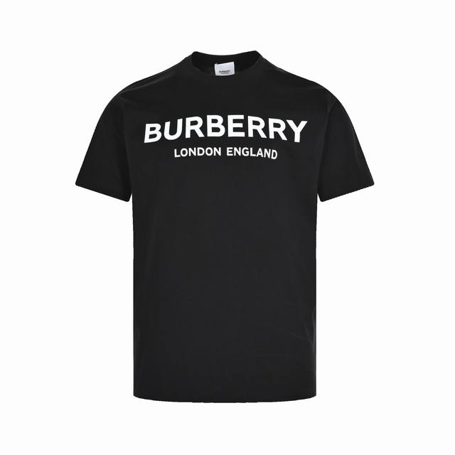 burberry 巴宝莉 经典字母印花短袖 正品1：1打版，领口罗纹采用1X1拉架螺纹，60支双股丝光棉面料，胸前百灵达刺绣机超高密度刺绣加持，字体饱满，字体颜