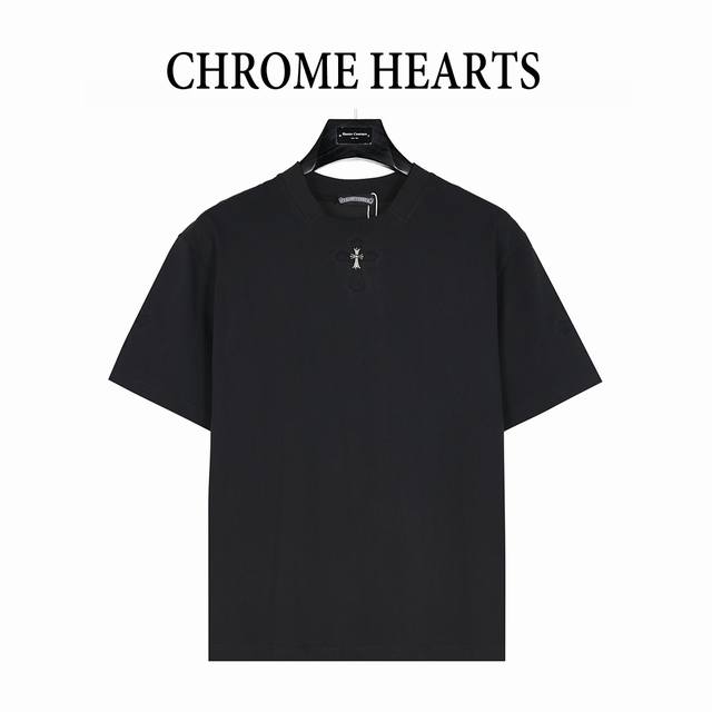 chromehearts 克罗心 25Ss 裁剪贴布镶嵌银饰十字架刺绣短袖T恤 厚实有型，购入原版开模打造，全套定制辅料，所有细节完美还原 定织定染260G纯棉