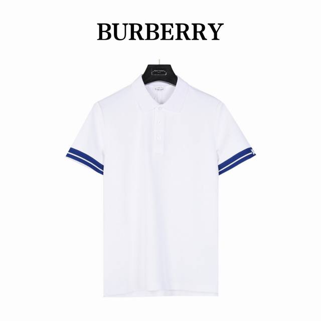 burberry 巴宝莉 24Ss战马撞色线反袖口印花短袖Polo衫 原版5600购入，原版订织定染330G 蜂窝珠地布料，门禁处垫薄海绵，绣花线走两道，还原原