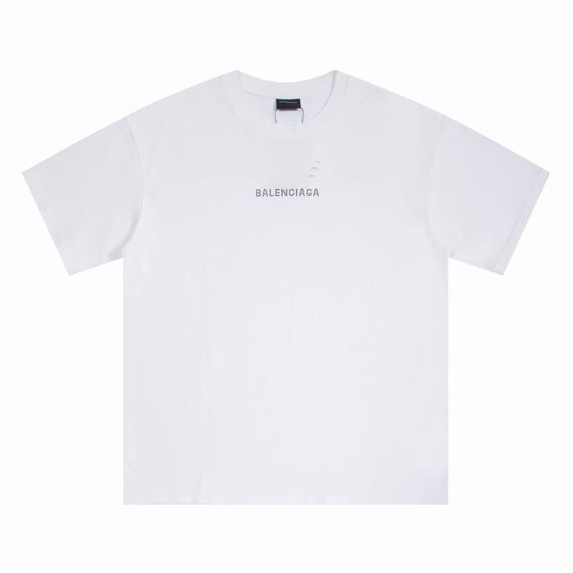上新 高品质 Balsenciaga巴黎世家烫钻字母洗水做旧破烂短袖 最高版本！定制面料 克100%双纱棉！衣服洗水做旧破烂设计烫钻字母！ 辅料：开模原版过鉴定
