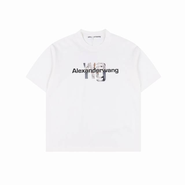 alexander Wang 亚历山大王 25Ss 油画字母短袖T恤 面料采用定制240G 26支特滑双股精棉平纹高密无尘全棉布料。前幅高密度加厚，走线平整，代