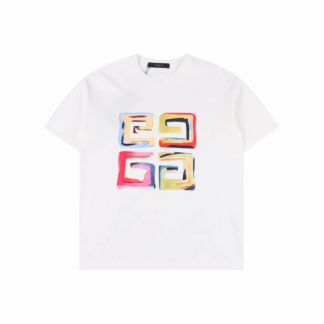 givenchy 纪梵希 25Ss 彩绘印花短袖T恤 面料采用定制240G 26支特滑双股精棉平纹高密无尘全棉布料。前幅高密度加厚，走线平整，代工品质，全套定制