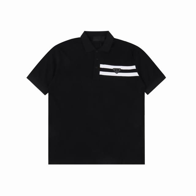 prada 普拉达 胸前三角标双杠短袖Polo衫 选用棉质珠地网眼布，衣领为双系统提花定织扁机制成，有弹性，不变形，衣服全部原生布捆边，前胸双层面筒，无明线，无