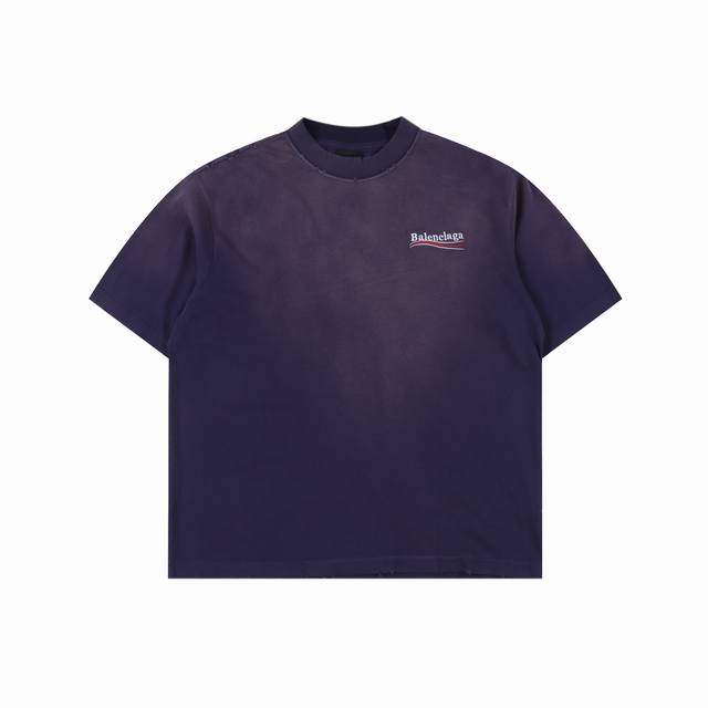 balenciaga 巴黎世家 25Ss 水洗可乐刺绣炒色破洞短袖T恤 夏日多巴胺复古炒色可乐波浪刺绣破坏系列 采用巴黎25年最新款面料 胸口刺绣及后背大Log
