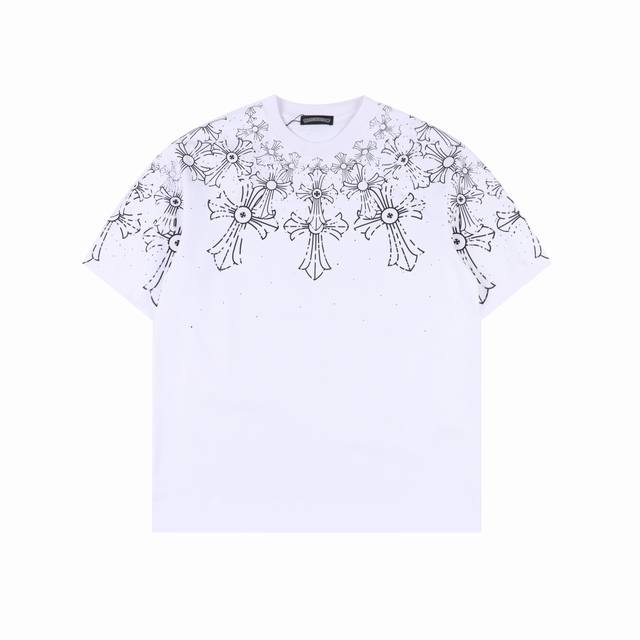 chrome Hearts 克罗心 25Ss 渐变斑驳十字架印花短袖 面料采用280克重精梳棉，定制32支1*1螺纹，成衣两遍水洗处理，面料舒适亲肤无异感，定制