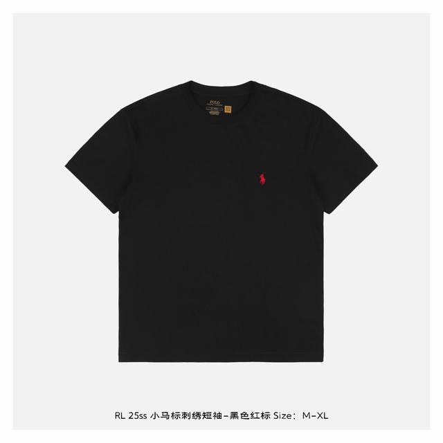 ralph Lauren 拉夫劳伦 25Ss 小马标刺绣短袖-黑色红标 面料采用200克重精梳棉，定制32支1*1螺纹，成衣两遍水洗处理，面料舒适亲肤无异感，定