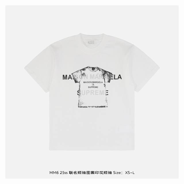 maison Margiela 马吉拉 25Ss 联名短袖图案印花短袖 面料采用230克重精梳棉，定制32支1*1螺纹，成衣两遍水洗处理，面料舒适亲肤无异感，定