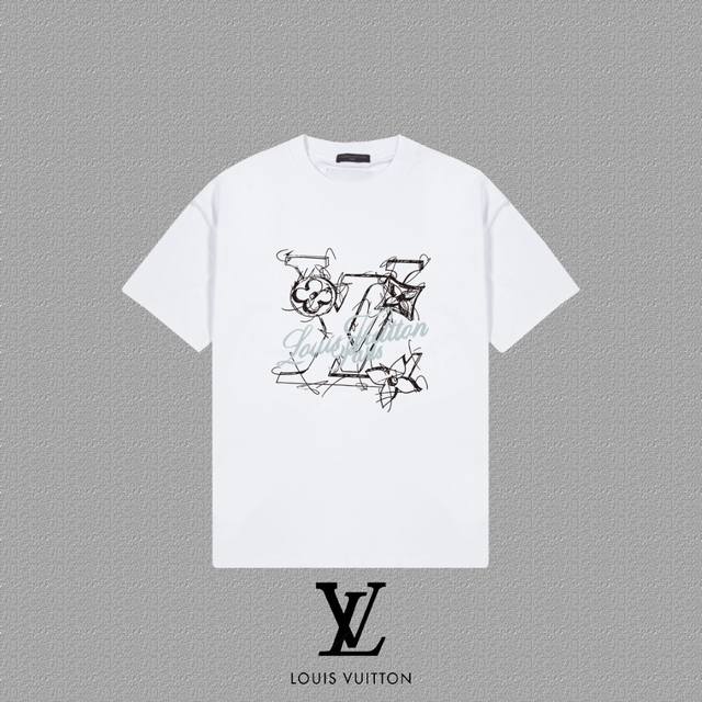 louis Vuitton 路易威登] 2025Fw春夏新款 Lv字母短袖T恤 300克双纱26支纯棉面料 四标齐全 带Logo包装袋+雪梨纸 男女同款 颜色：