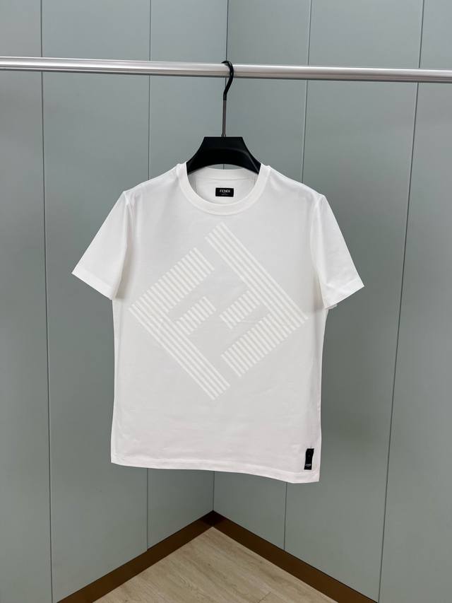 fendi 25春夏限定新品Ff立体植绒印花标识短袖T恤，定制80支双股丝光棉面料；黑色 白色 宝蓝 S～Xxxl