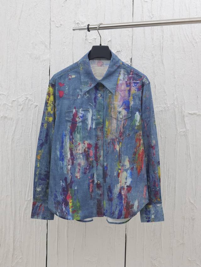 acne Studo* 25新款油彩画扎染棉麻衬衫男女同款 独家进口定制Yb100%棉材质，整体立体剪裁版型，男女同款百搭不挑人，面料透气舒适绝绝子，随意穿搭都