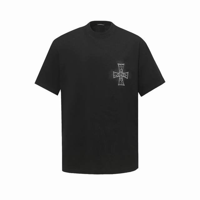 chrome Hearts 面料：100%棉 Chrome Hearts*克罗心 采用300克双纱面料，1*1索罗娜罗纹， 进口数码白墨前后直喷叠加印花贴布绣工