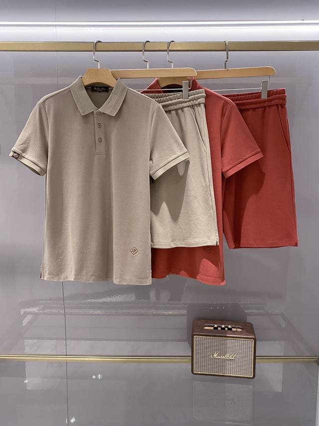 套 Dc套装 25Fw夏季新款！-Lp男士休闲时尚短袖短裤套装，都市休闲时尚纯色三粒扣翻领款，呈现创意灵感与传统经典，简单大气又不失时尚，休闲百搭新款翻领短袖短