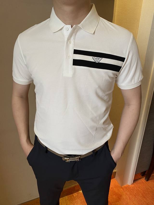 新品上市 阿玛尼 Ss夏季新款字母Logo男士翻领Polo衫！经典商务男款，高端男装的天花板级别的商务男款！简约时尚大气不失优雅，单穿内搭体面过人，品质控 细节